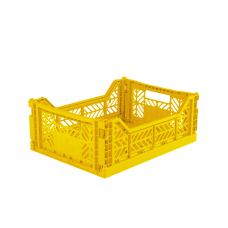 Folding crate, yellow - Midi