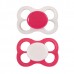 2 pack pacifiers (silicone) 0-6 months, Pink/White