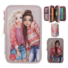 Top model, Triple pencil case with light and contents - Best Friends