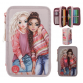 Top model, Triple pencil case with light and contents - Best Friends