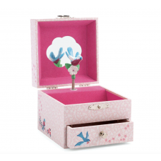 Small jewelery box with music, bird - Pink