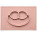 Plate with compartments in silicone - Dusty pink