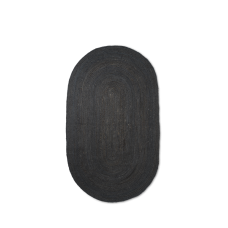 Jute carpet, black - oval (size L)