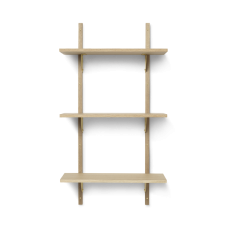 Sector shelf, triple - oak/brass (54 cm)