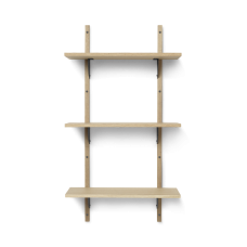 Sector shelf, triple - oak/black brass (54 cm)
