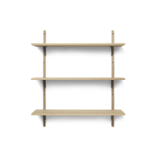 Sector shelf, triple/wide - oak/black brass (87 cm)