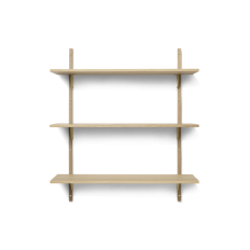 Sector shelf, triple/wide - oak/brass (87 cm)