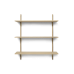 Sector shelf, triple/wide - oak/brass (87 cm)