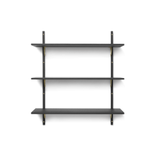 Sector shelf, triple/wide - black ash/brass (87 cm)