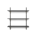 Sector shelf, triple/wide - black ash/brass (87 cm)