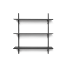 Sector shelf, triple/wide - black ash/black brass (87 cm)