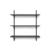 Sector shelf, triple/wide - black ash/black brass (87 cm)
