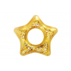 Inflatable bathing ring, gold with glitter