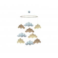 Mobile, clouds - beige/mint/yellow