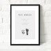 Birth poster with hand and footprint and the child's information, grey