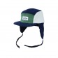 Cap, Corduroy block 5-panel with ears - Navy / Green (Size M, 1.5-3 years)