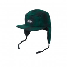 Cap, Wool 5-panel with ears - Green / Black (Size XL, 7-14 years)