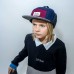 Cap, Wool block 5-panel with ears - Burgundy / Grey / Navy (Size L, 4-7 years)