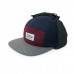 Cap, Wool block 5-panel with ears - Burgundy / Grey / Navy (Size M, 1.5-3 years)