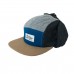 Cap, Wool block 5-panel with ears - Grey/Blue (Size XL, 7-14 years)