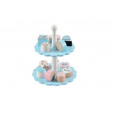 Cake stand with 12 cakes, blue