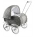 Small doll's carriage, wicker - grey