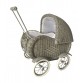 Large doll's carriage, wicker - grey