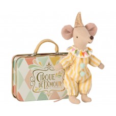 Clown mouse in metal suitcase