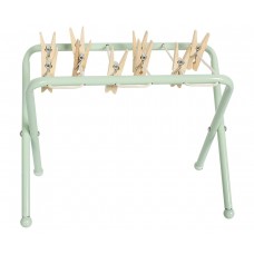 Drying rack with metal legs and clothes clamps
