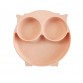 Silicone children's plate, owl - Apricot