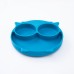 Silicone children's plate, owl - Blue