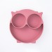 Silicone children's plate, owl - Pink