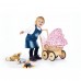 Doll's carriage with wicker basket and bedding set, Mona - Beech wicker, rosa