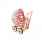 Doll's carriage with wicker basket and bedding set, Mona - Beech wicker, rosa