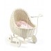Doll carriage, natural wicker - offwhite