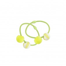 Hair elastics with pearls, 2 pcs. - yellow/green