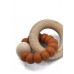 Teether with wood ring, caramel