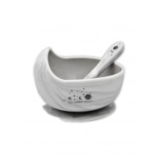 Silicone bowl with spoon, marble