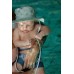 Reversible UV swimming hat - Ocean print green (Size S - 0-6 months)