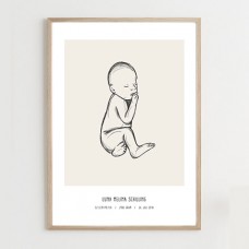 Personal Birth Poster, beige