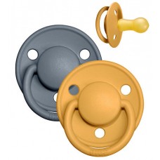 Bibs De Lux Pacifier - Size 2 - 2-pack - Round - Mustard/Petrol