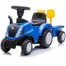 Walking New Holland tractor with trailer